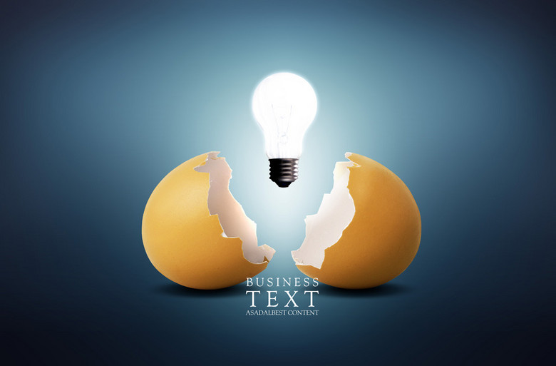 蛋壳孵化灯泡创意能源科技互联网公司宣传画(