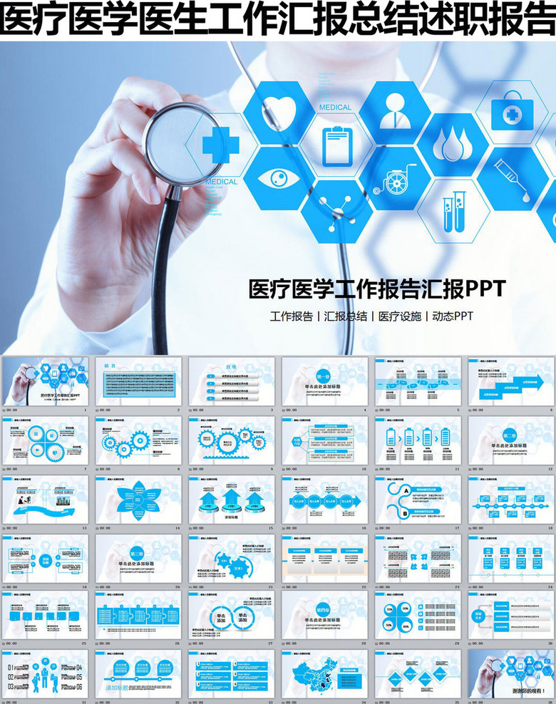 医疗医学医生工作汇报总结述职报告PPT模板下