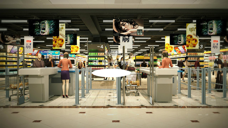 超市出口超市设计大型商场