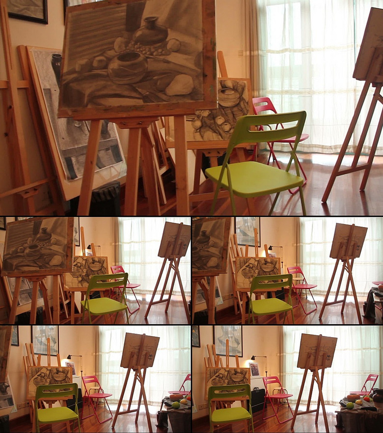 素描画室实拍视频素材