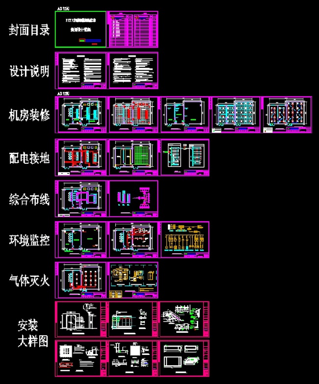 信息机房建设工程设计图纸cad弱电智能化