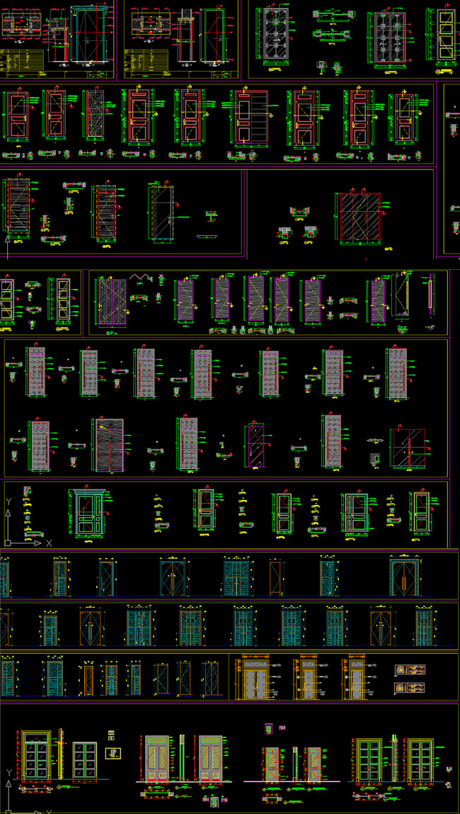 各种样式门立面大样节点cad图库