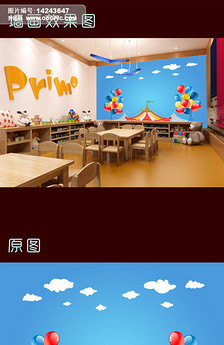 托儿所幼儿园热带雨林卡通背景墙图片设计素材
