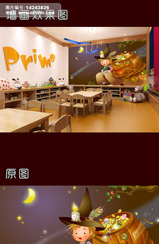 托儿所幼儿园热带雨林卡通背景墙图片设计素材