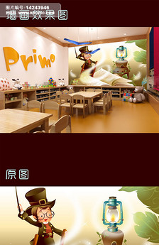 托儿所幼儿园热带雨林卡通背景墙图片设计素材