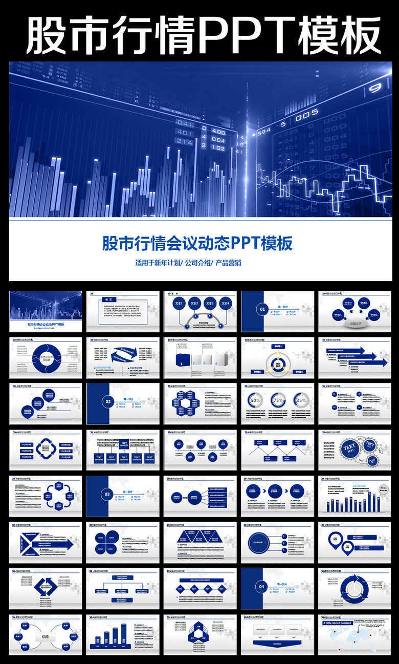 财务报表总结数据分析股票股市行情PPT(图片