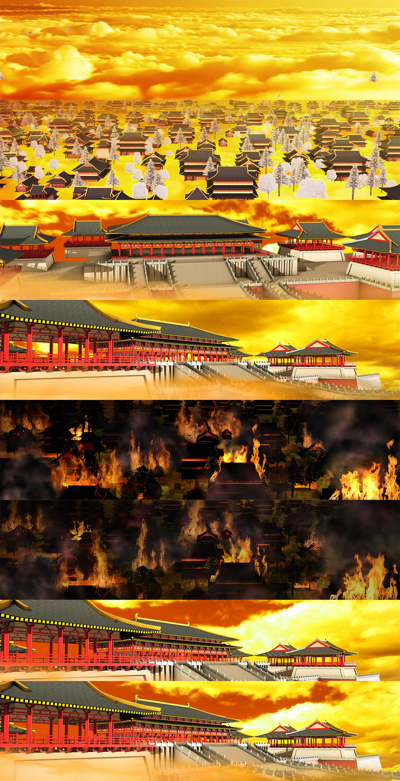 视频模板 背景视频 led视频素材 > 梦回大唐勾画古代建筑  版权图片