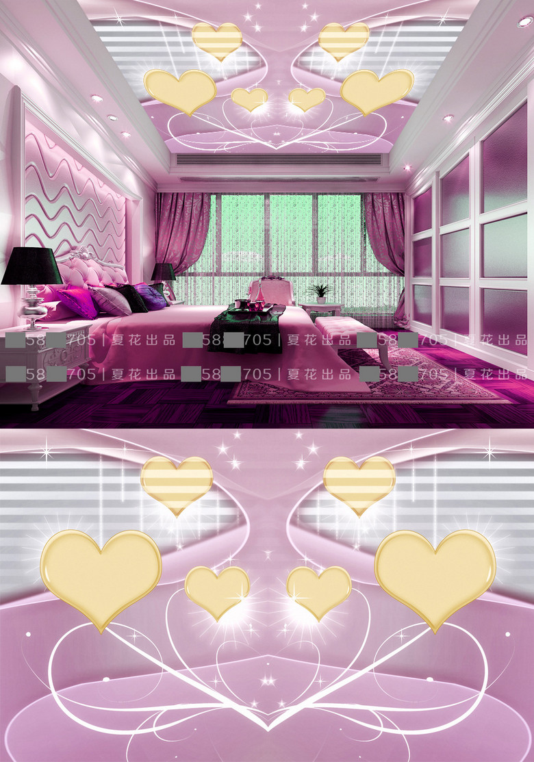 背景墙 吊顶|天顶壁画 其他 > 梦幻心形婚房情侣主题酒店天顶壁画