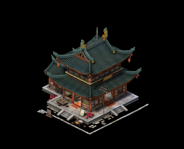 古代客栈3d建筑模型