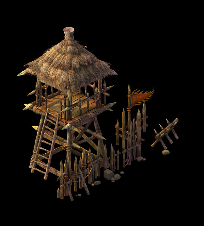 木哨塔防御塔3d模型模板下载(图片编号:14391