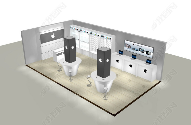 苹果商场展台3D模型下载