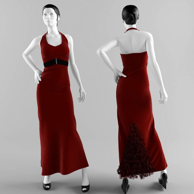 服装晚礼服女模特3d模型服装店模板下载(图片