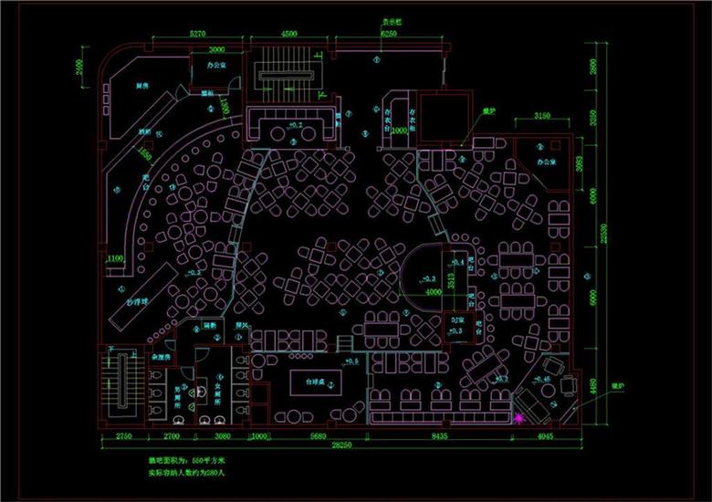酒吧装修设计图纸CAD吧台布置平面图模板下