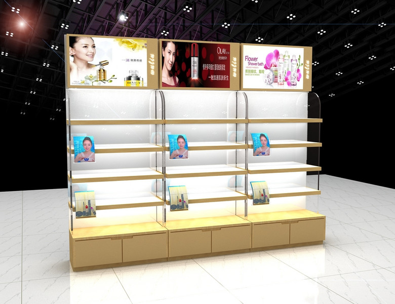 化妆品展柜灯箱展柜木纹展柜模板下载(图片编