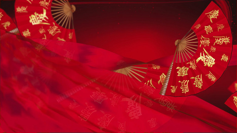 扇子舞晚会喜庆年会led大屏幕背景视频(图片编