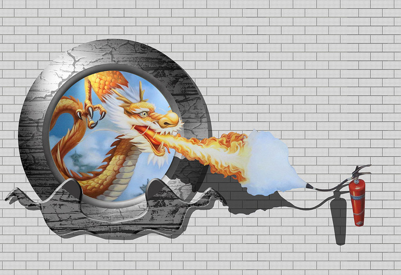 3d墙贴龙3d画3D立体画错觉效果图(图片编号: