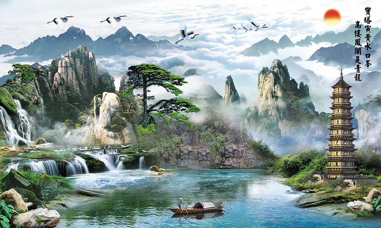 我图网提供独家原创流水生财风景画
