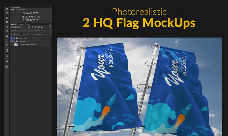 企业Logo形象展示旗帜样机PSD分层模板下载