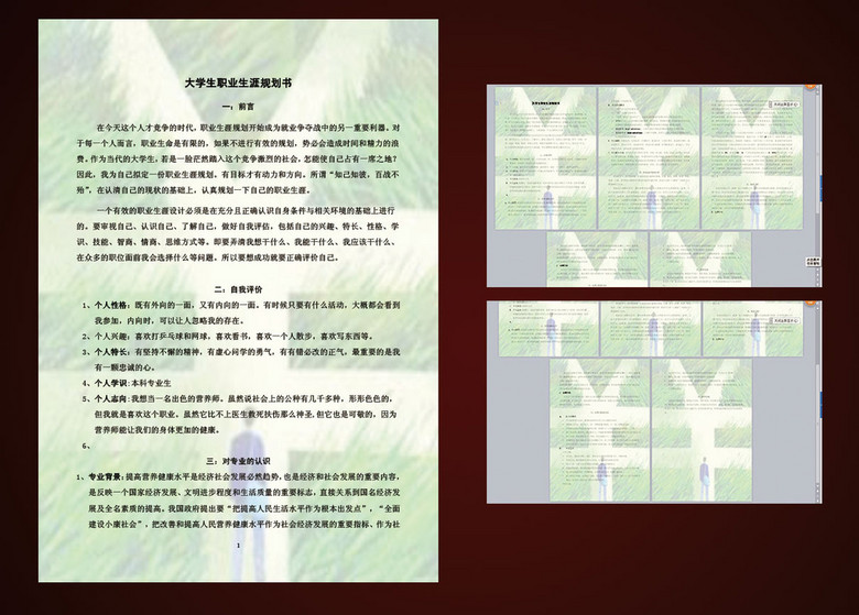 大学生职业生涯规划书word范文模板下载(图片