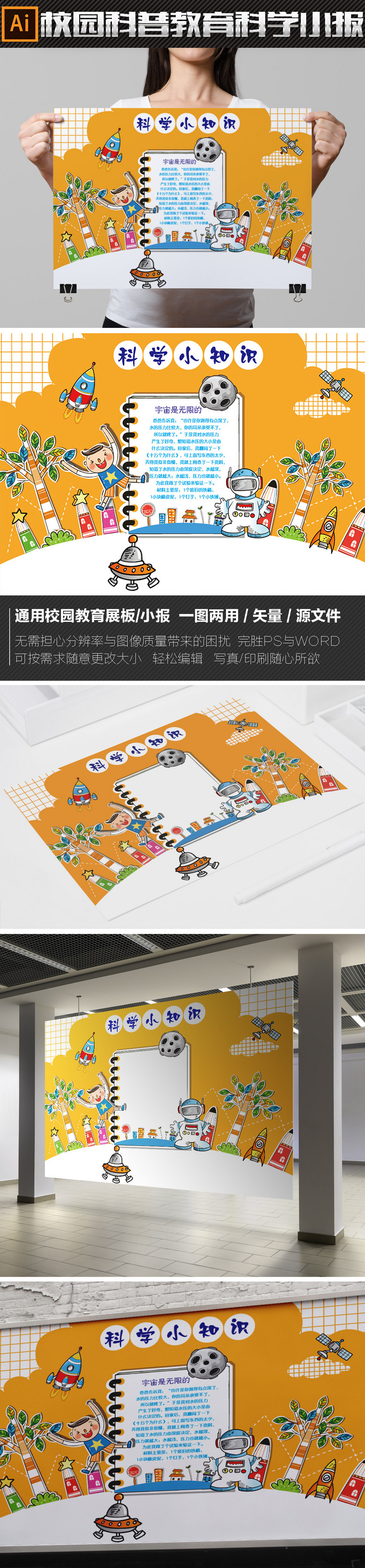 手抄报|小报 学科手抄报 科学手抄报 > 精美卡通机器人小学生科技科学