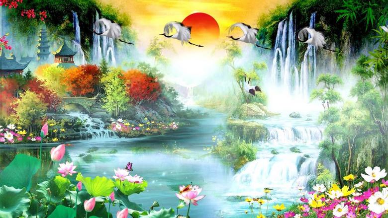 山水人间仙境十字绣图片大全 true