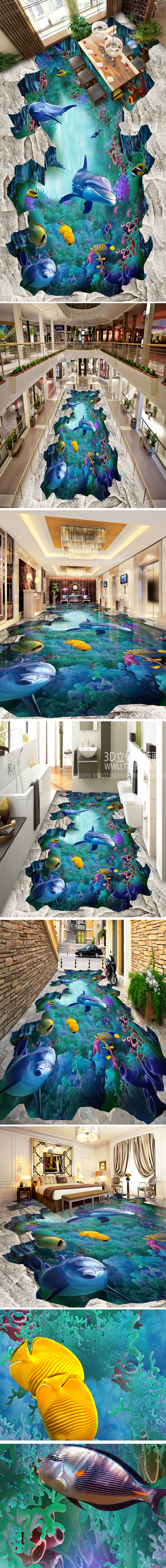 海洋世界浴室艺术3d立体画地画地板