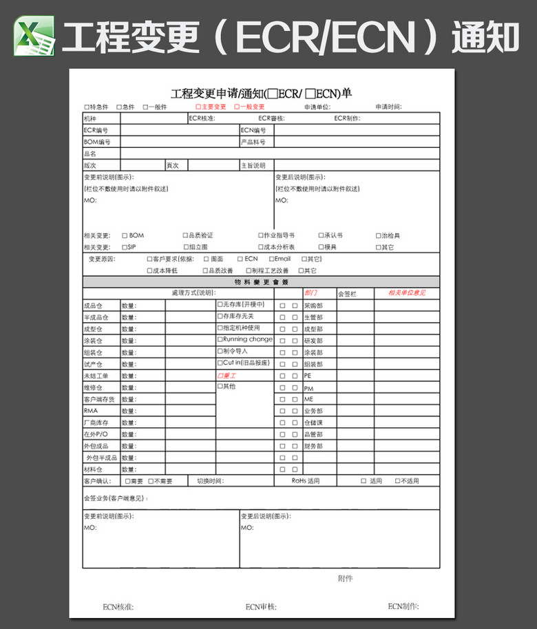 工程变更通知单ECR\/ECN模板下载(图片编号: