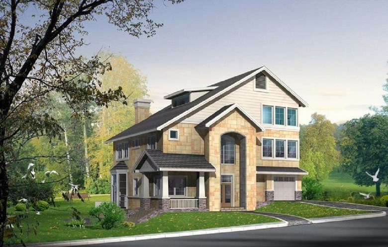 现代美式别墅设计图新农村住宅cad图模板下载