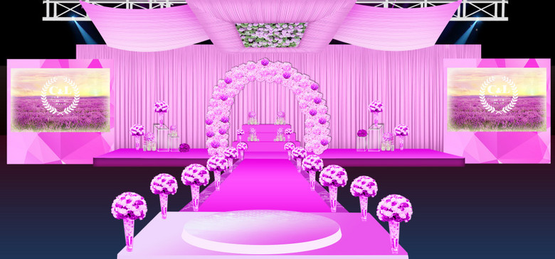 3D婚礼效果图室内室外婚礼现场布置设计图模
