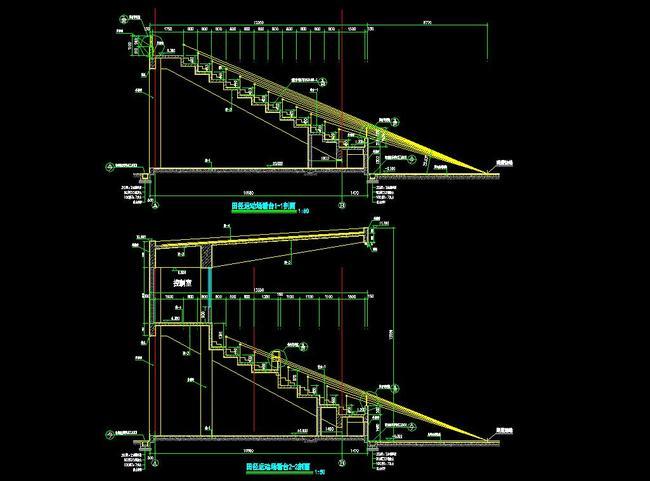 学校室外田径运动场看台建筑施工图(图片编号