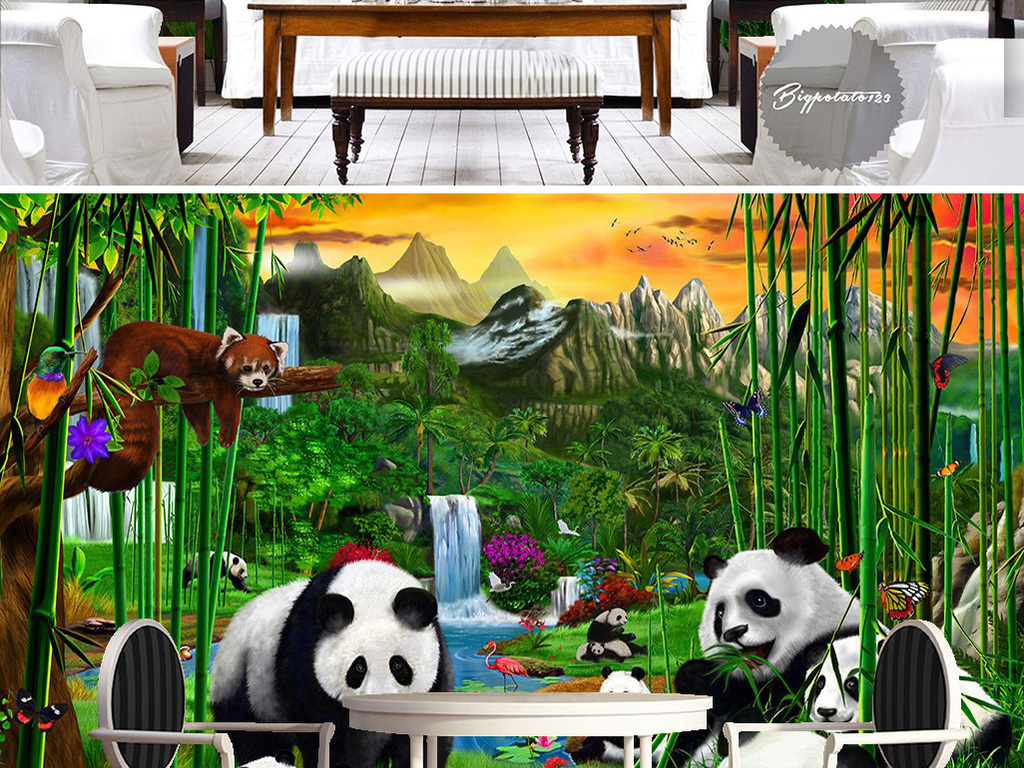 大熊猫吃竹子的画图片_大熊猫吃竹子的画图片下载