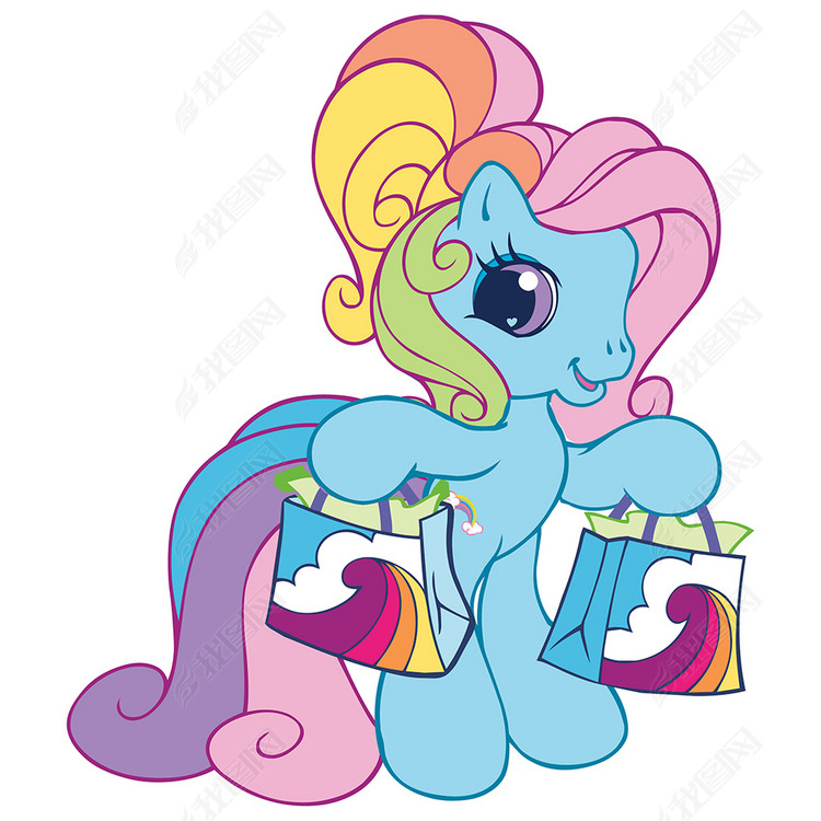 萌萌卡通蓝色彩虹马