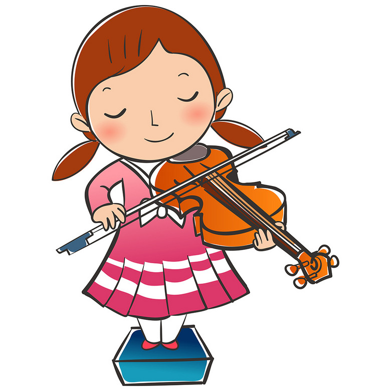 可爱卡通女孩拉小提琴图片素材_psd模板下载(1.58mb)图片