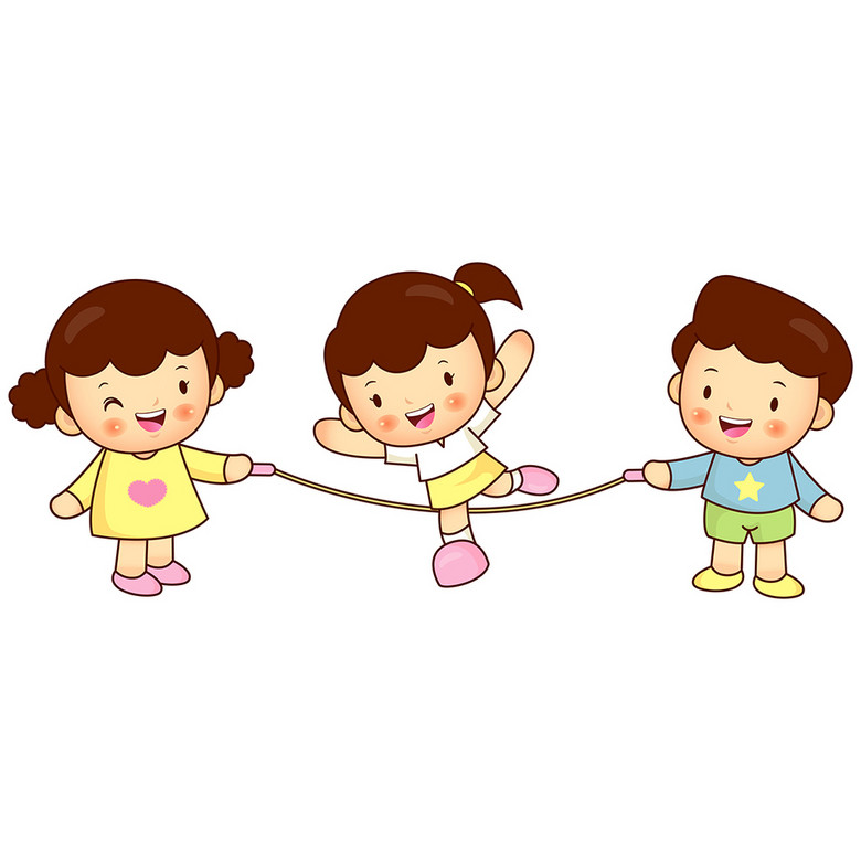 可爱微笑小女孩跳绳