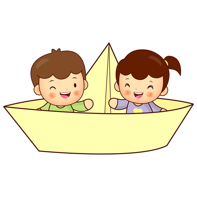 可爱小孩坐纸船模板下载(图片编号:14829355