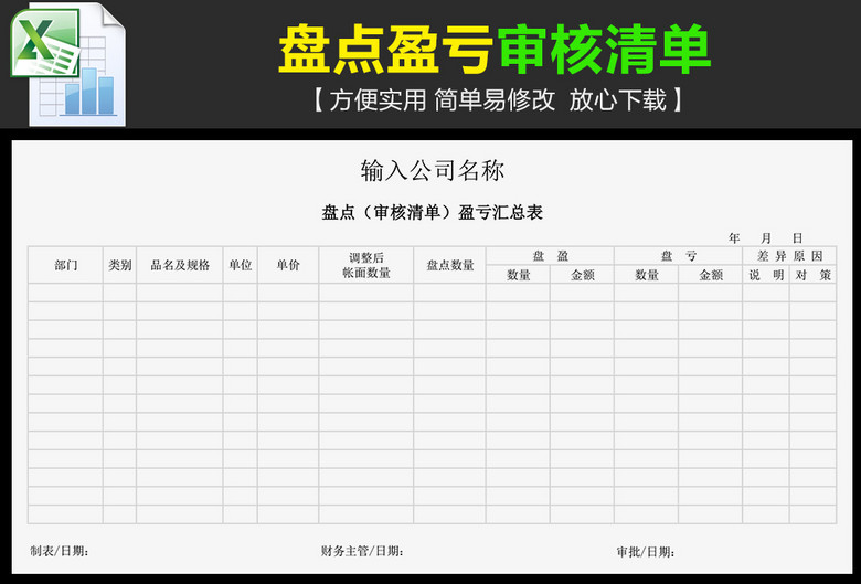 盘点盈亏汇总表审核清单模板下载(图片编号:1