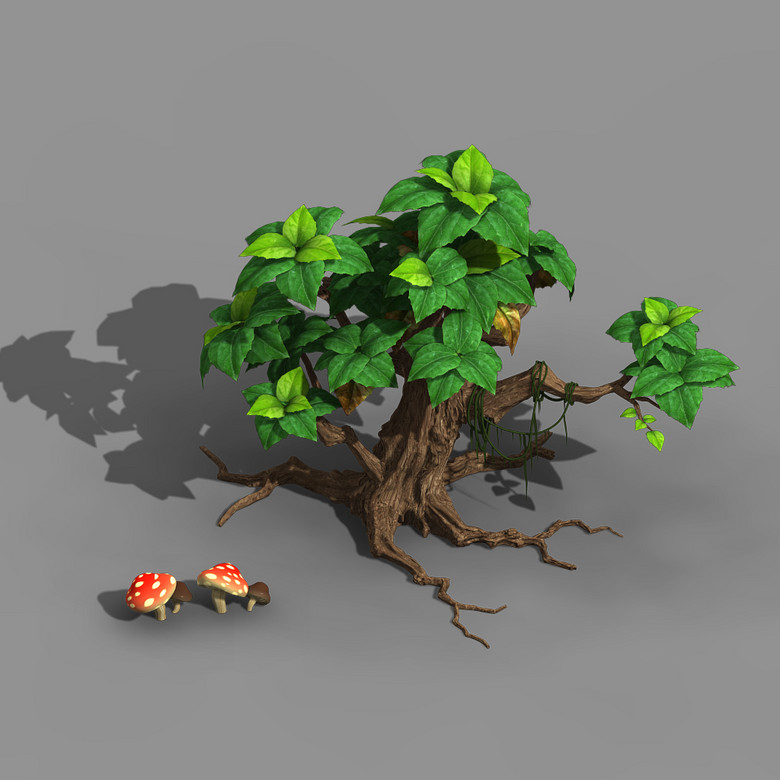 q版大树植物和蘑菇模型模板下载(图片编号:14