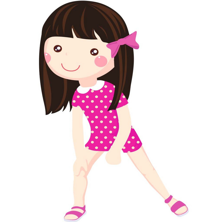 可爱卡通跑步热身的小女孩模板下载(图片编号