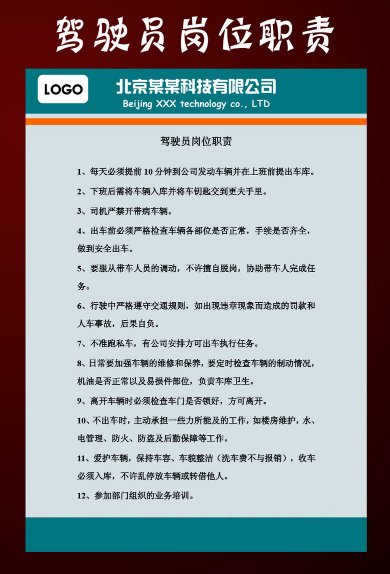 观光车驾驶员岗位职责图片大全