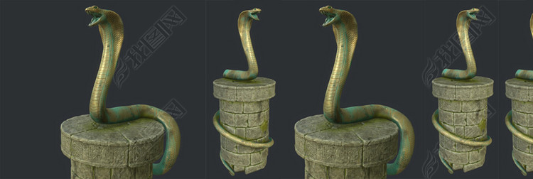 超高质量写实的玛雅文明印度眼镜蛇铜像雕像