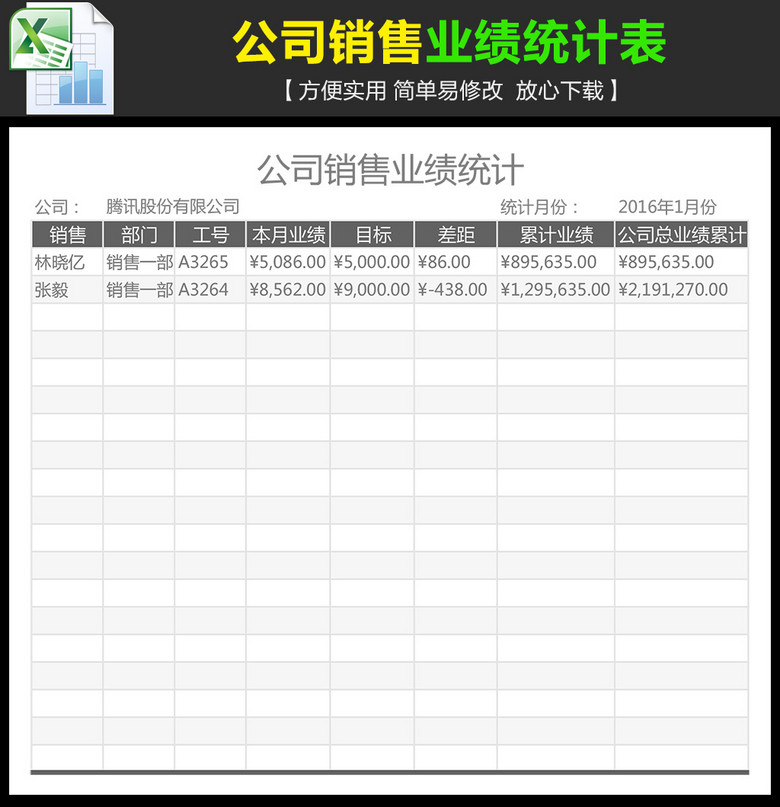 公司销售业绩统计明细表模板下载(图片编号:1