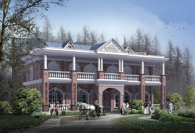 两层美式汽车旅馆别墅cad建筑设计图模板下载