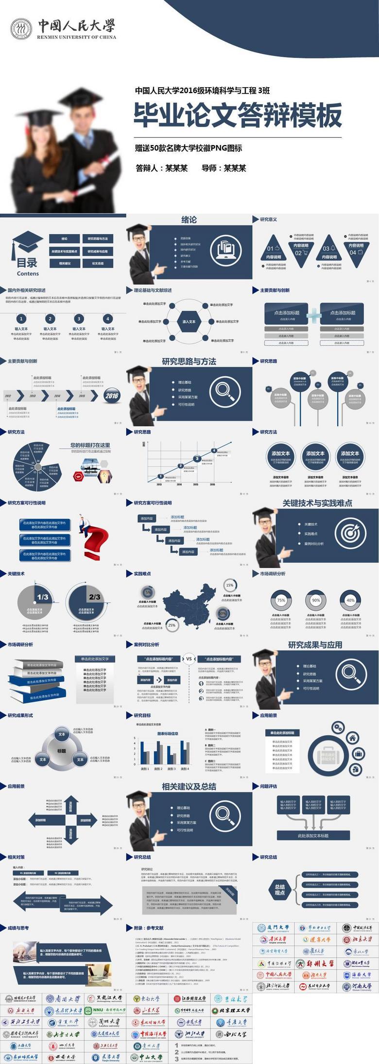蓝灰色严谨学术风论文答辩开题报告PPT模板下