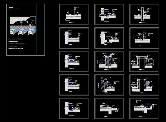 cad图库 家装施工cad图纸 别墅cad图纸 > cad楼层屋面防水图集 素材