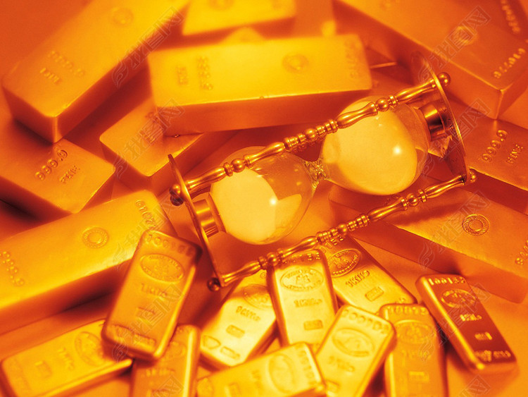沙子漏斗重量不一黄金金条背景图片素材模板图