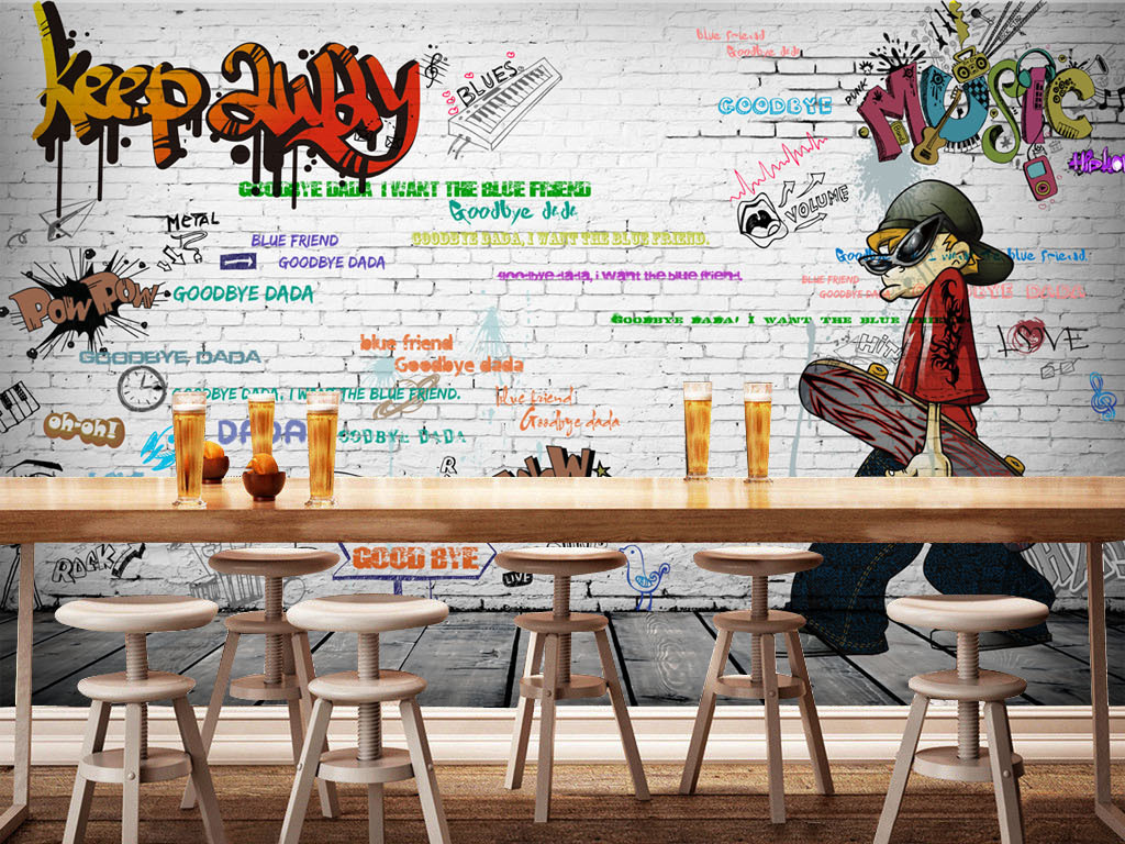 嘻哈艺术街头涂鸦怀旧餐饮KTV装饰画