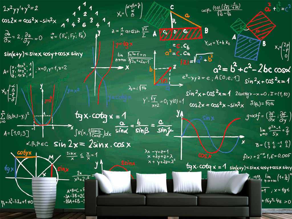 数学公式墙|数学公式公式函数复古电视背景墙