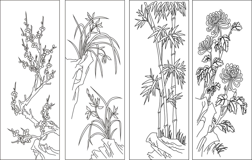 梅兰竹菊简谱_梅兰竹菊国画