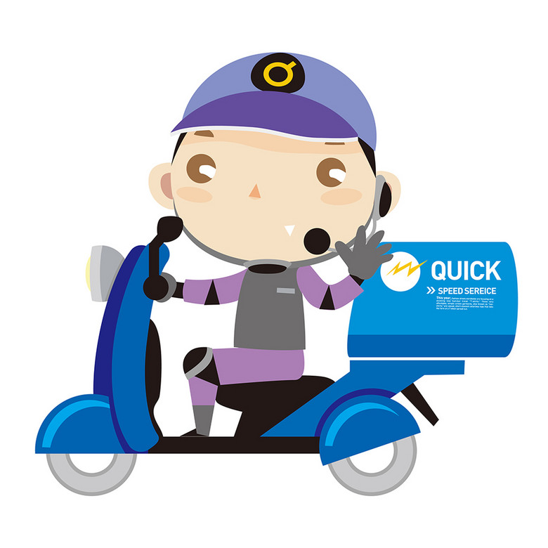 卡通蓝色送货的快递员模板下载(图片编号:149