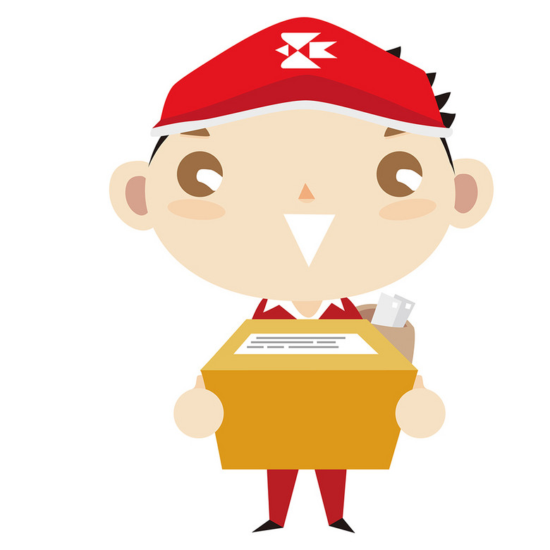 卡通红色快递员送货上门模板下载(图片编号:1